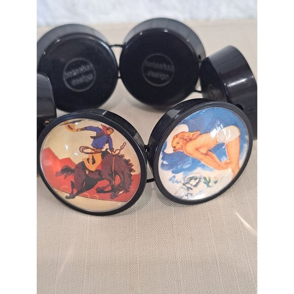 Vtg Hotcakes Design Western Themed Stretch Bracelet Colorful Cowboy Art Prints - Picture 2 of 8